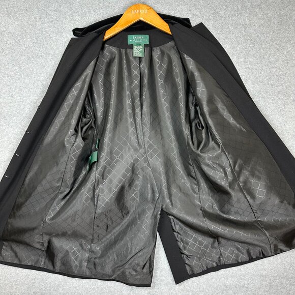 Vintage Lauren Ralph Lauren Black Tuxedo Velvet Collar Equestrian Riding 90s 8P - Picture 7 of 16